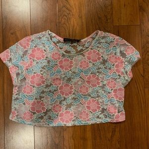 mesh floral crop top